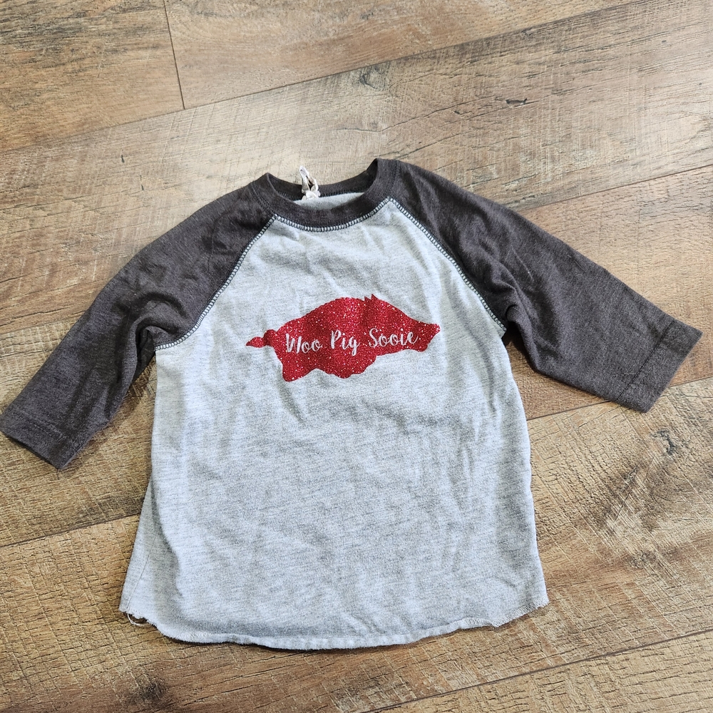 Rabbit Skins Gray and Black Long Sleeve Tee